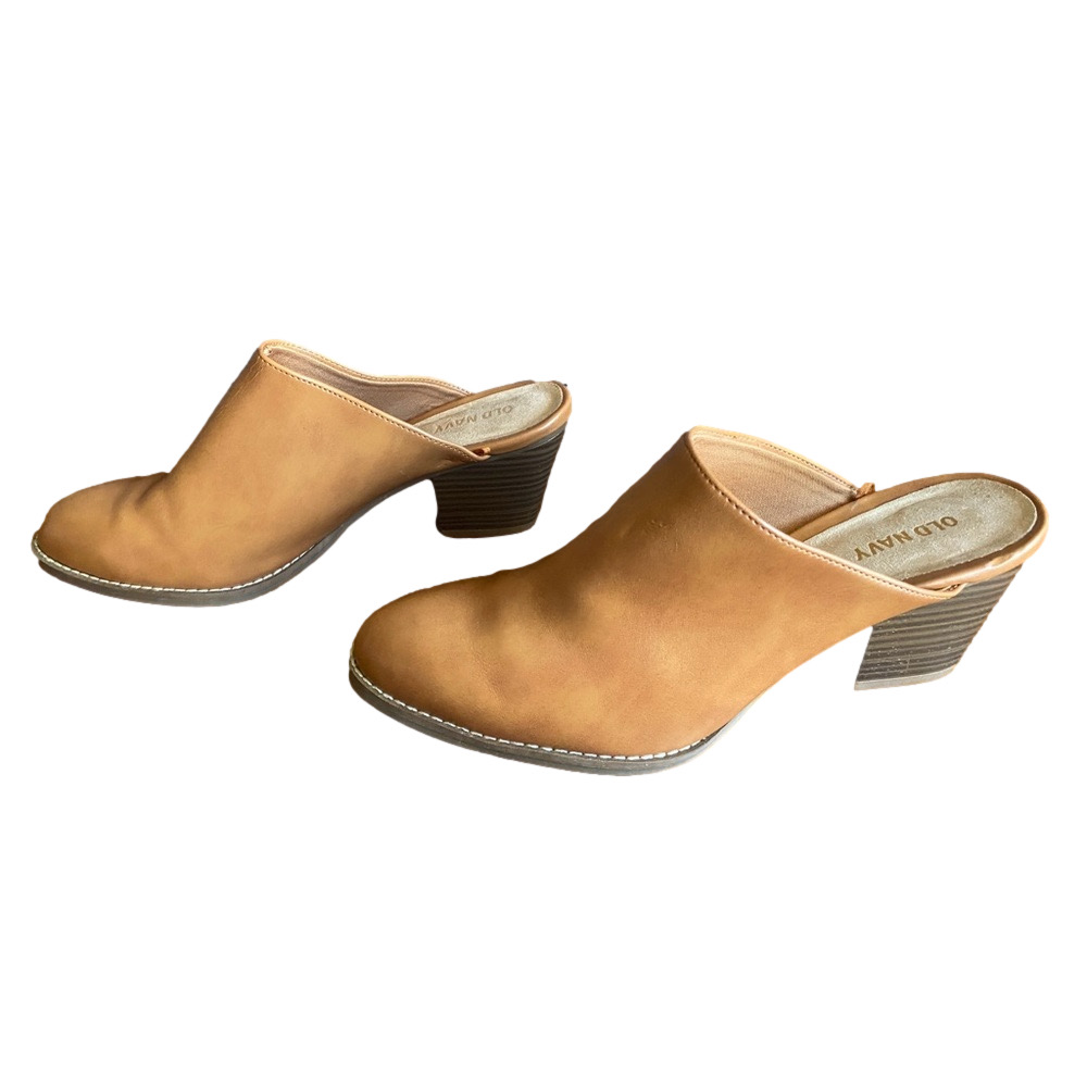 Old Navy Cognac Faux Leather Pointed Toe Mule Clogs, Size 7.5 - Picture 2 of 7